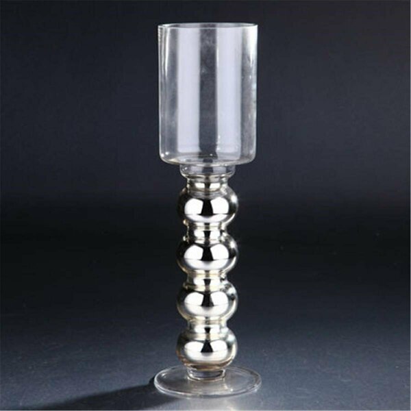 Diamond Star 16.5 x 4.5 in. Glass Candle Holder, Silver 40008